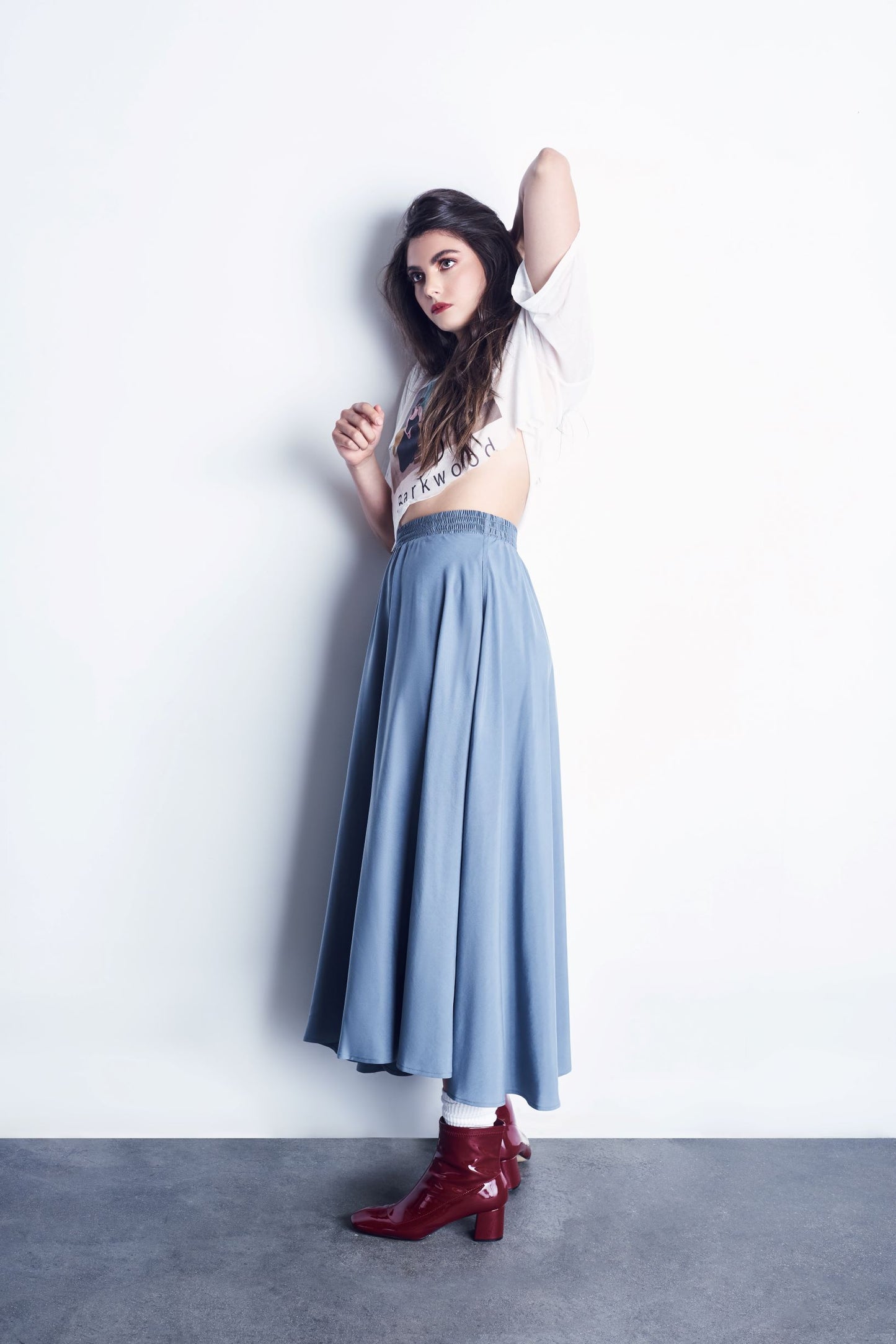 Tencel Full Circle Skirt With Smocked Waistband